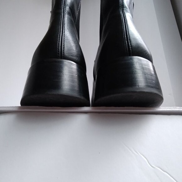 Sam Edelman Black Leather 'Thelma' Square Toe Block Heel Chelsea Boots Sz 6 - Picture 10 of 12